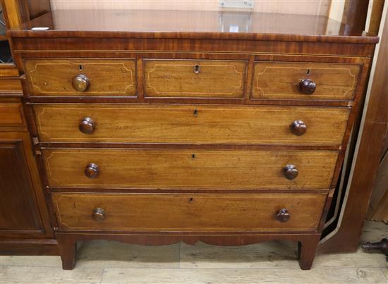 A George IV satinwood banded mahogany chest W.123cm